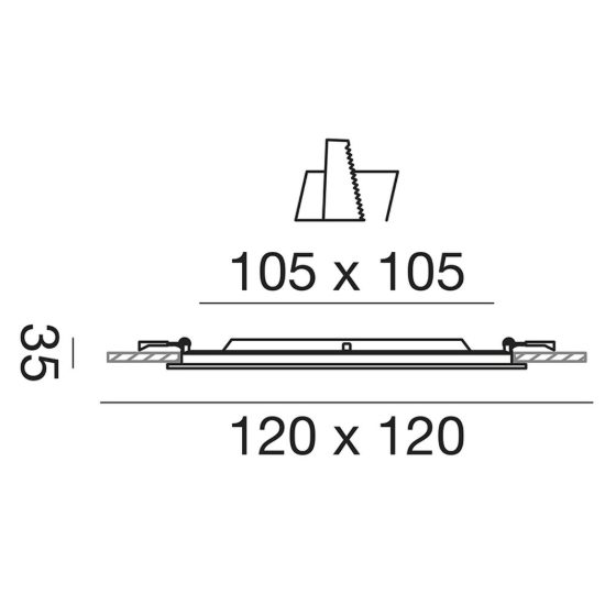 Gea luce gfa753 faretto da incasso per cartongesso per cucina led 6w 3000k moderno quadrato bianco