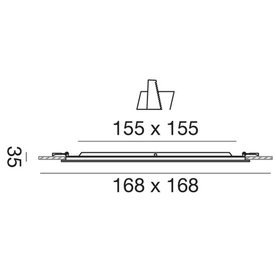 Gea luce gfa753 faretto da incasso per cartongesso per cucina led 12w 3000k moderno quadrato bianco