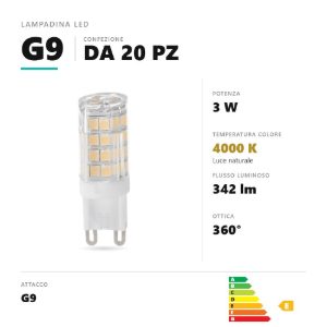 Lampadina g9 led 3w a capsula 4000k trasparente confezione 20 pezzi gea luce