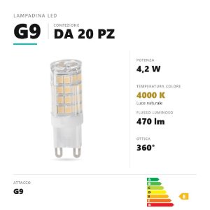 Lampadina g9 led 4,2w a capsula 4000k trasparente confezione 20 pezzi gea luce