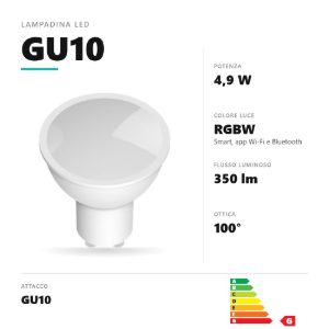 Lampadina gu10 led smart 4,9w a faretto rgbw dimmerabile bianco gea luce
