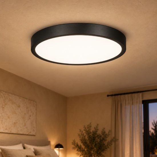 Gea luce slim plafoniera led 18w cct 3000k 4000k 6000k moderna rotonda nera