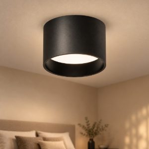 Gea luce gpl330c plafoniera led 8w 3000k moderna rotonda nero satinato