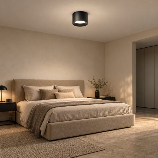 Gea luce gpl330c plafoniera led 8w 3000k moderna rotonda nero satinato