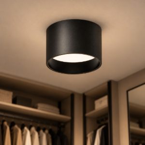 Gea luce gpl330c plafoniera led 8w 2700k moderna rotonda nero satinato