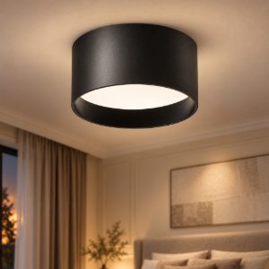 Gea luce gpl330c plafoniera led 12w 2700k moderna rotonda nero satinato