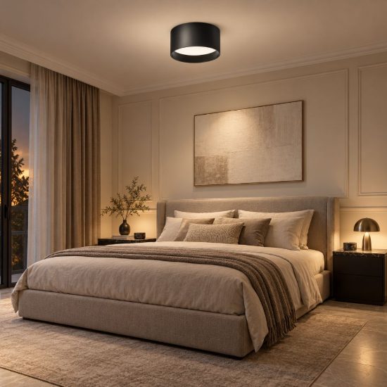 Gea luce gpl330c plafoniera led 12w 2700k moderna rotonda nero satinato
