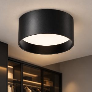 Gea luce gpl330c plafoniera led 15w 3000k moderna rotonda nero satinato