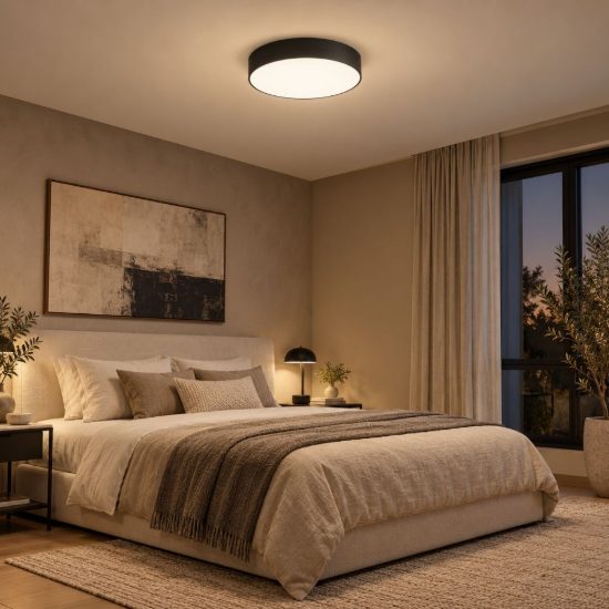 Gea luce gpl380 plafoniera moderna rotonda nera led 25w 3000k 4000k 5000k