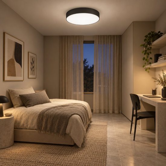 Gea luce gpl380 plafoniera led 40w cct 3000k 4000k 5000k moderna rotonda nera