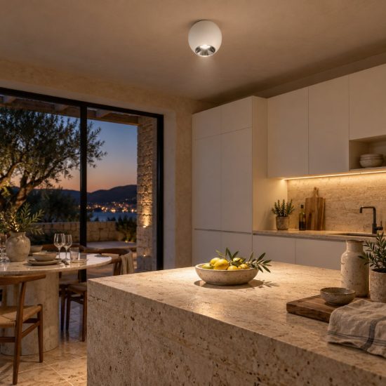 Gea luce gpl390 faretto da soffitto per corridoio led 10w 3000k moderno sferico bianco