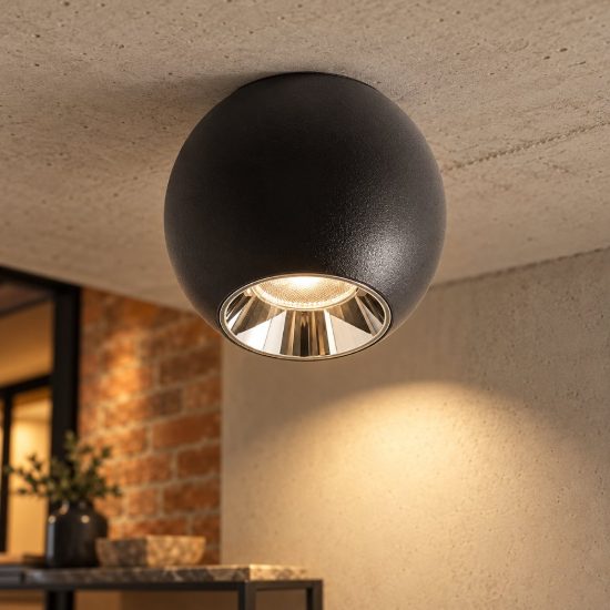 Gea luce gpl390 faretto da soffitto per corridoio led 10w 3000k moderno sferico nero