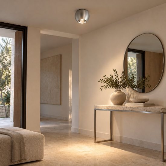 Gea luce gpl390 faretto da soffitto per corridoio led 10w 3000k moderno sferico argento