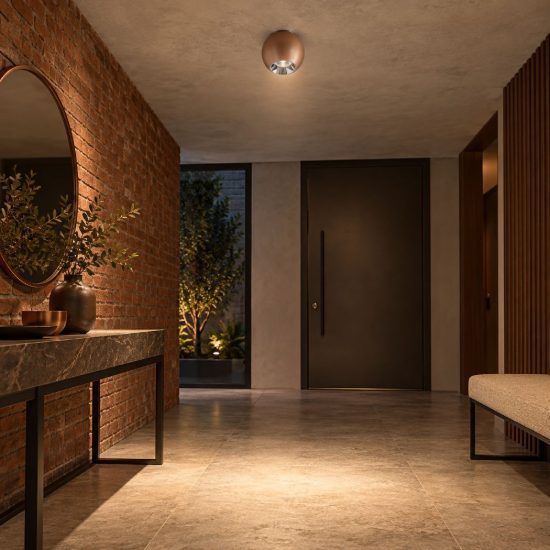 Gea luce gpl390 faretto da soffitto per corridoio led 10w 3000k moderno sferico bronzo