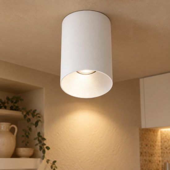 Gea luce gpl400 faretto da soffitto per cucina led 10w 3000k cilindrico bianco
