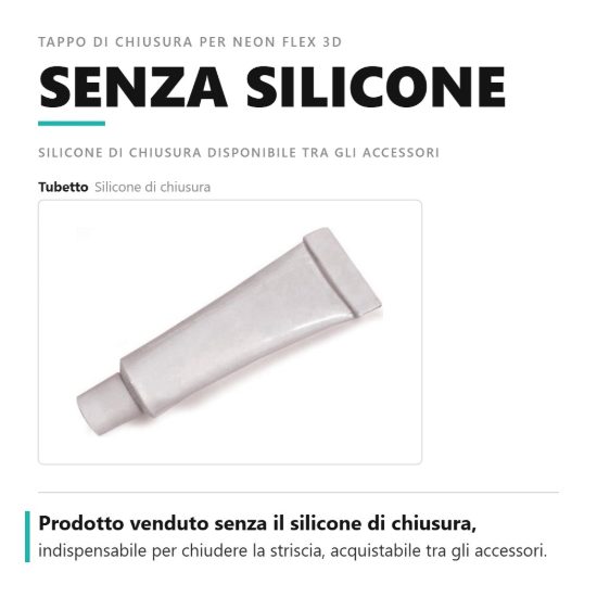 Gea luce gstpt8 tappo di chiusura con uscita cavo laterale per striscia led neon flex 3d bianco