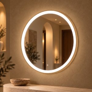 Gea luce krizia applique da parete con specchio led 40w cct 3000k 4000k rotonda new beige