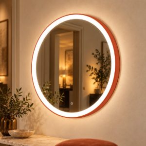 Gea luce krizia applique da parete con specchio led 40w cct 3000k 4000k rotonda terracotta