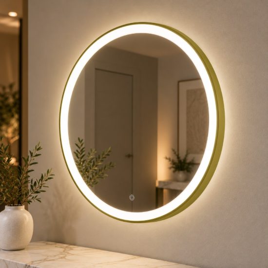 Gea luce krizia applique da parete con specchio led 40w cct 3000k 4000k rotonda verde salvia