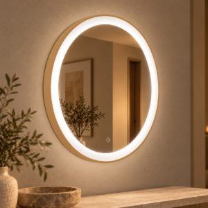 Gea luce krizia applique da parete con specchio led 30w cct 3000k 4000k rotonda new beige