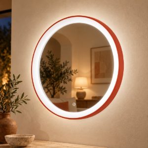 Gea luce krizia applique da parete con specchio led 30w cct 3000k 4000k rotonda terracotta