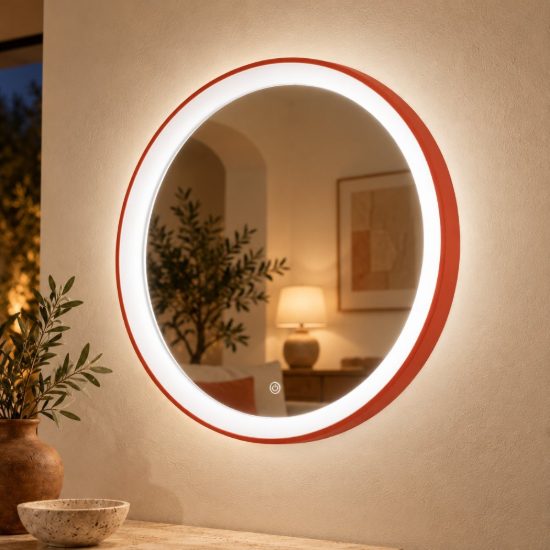 Gea luce krizia applique da parete con specchio led 30w cct 3000k 4000k rotonda terracotta