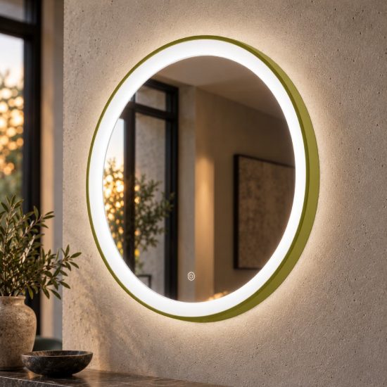 Gea luce krizia applique da parete con specchio led 30w cct 3000k 4000k rotonda verde salvia