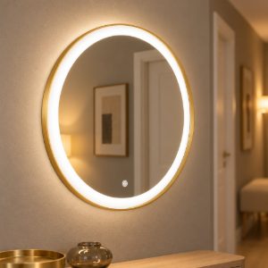 Gea luce krizia applique da parete con specchio led 25w cct 3000k 4000k rotonda oro spazzolato