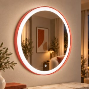 Gea luce krizia applique da parete con specchio led 25w cct 3000k 4000k rotonda terracotta
