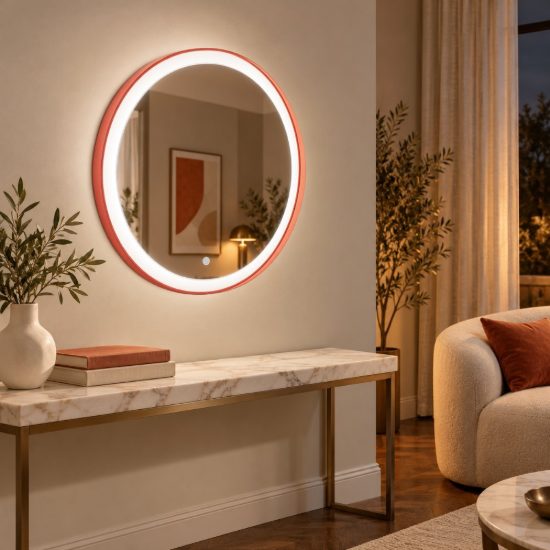 Gea luce krizia applique da parete con specchio led 25w cct 3000k 4000k rotonda terracotta