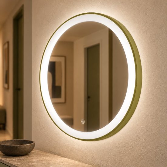 Gea luce krizia applique da parete con specchio led 25w cct 3000k 4000k rotonda verde salvia