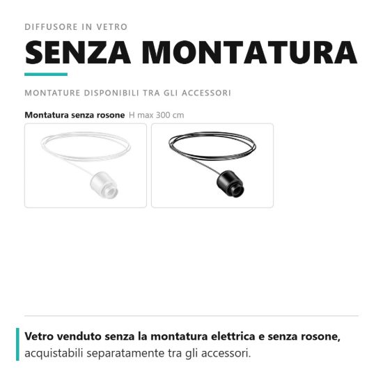 Gea luce numa diffusore in vetro per lampade a sospensione conico trasparente