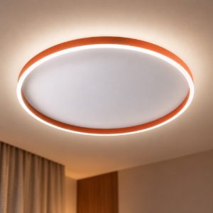 Gea luce aela plafoniera led 72w cct 3000k 4000k moderna rotonda arancio bruciato