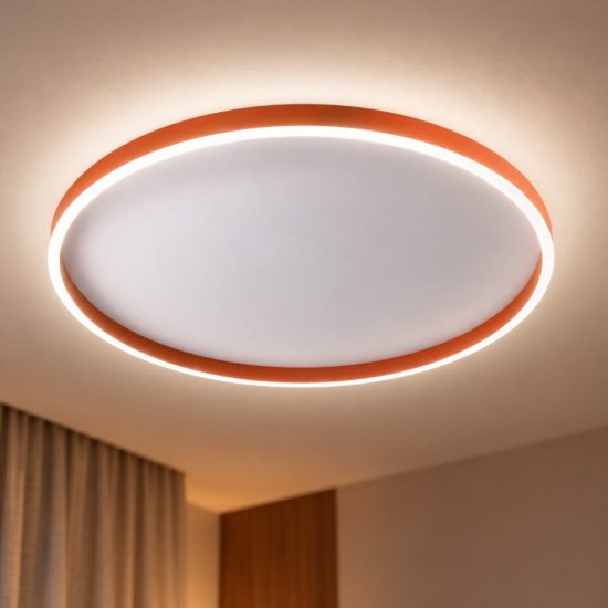 Gea luce aela plafoniera led 72w cct 3000k 4000k moderna rotonda arancio bruciato