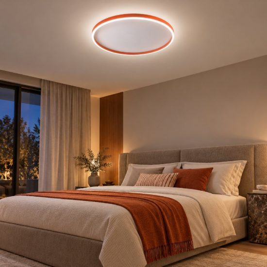 Gea luce aela plafoniera led 72w cct 3000k 4000k moderna rotonda arancio bruciato