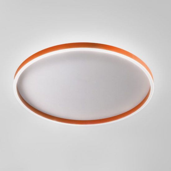 Gea luce aela plafoniera led 72w cct 3000k 4000k moderna rotonda arancio bruciato