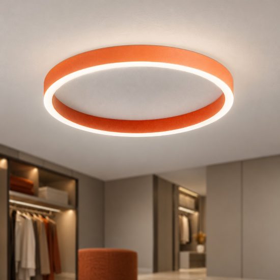 Gea luce aela plafoniera led 36w cct 3000k 4000k moderna rotonda arancio bruciato