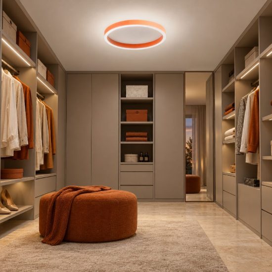 Gea luce aela plafoniera led 36w cct 3000k 4000k moderna rotonda arancio bruciato