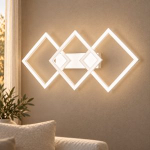 Gea luce afrodite applique da parete led 42w 3000k ad anelli quadrati bianco satinato