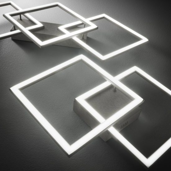 Gea luce afrodite applique da parete led 42w 3000k ad anelli quadrati titanio