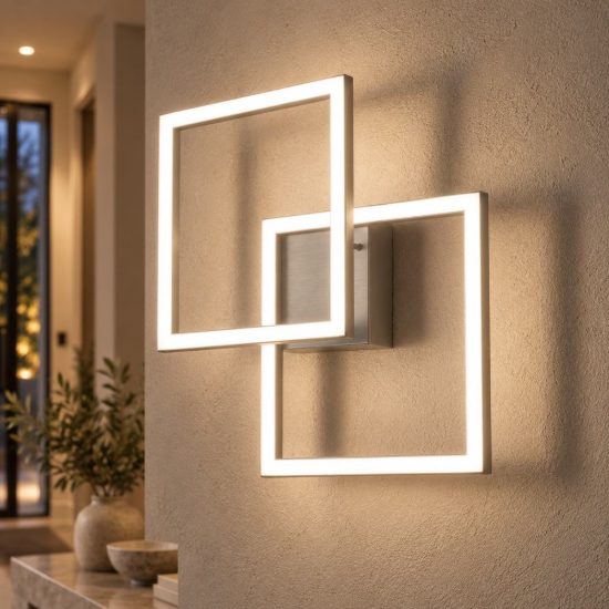 Gea luce afrodite applique da parete led 28w 3000k ad anelli quadrati titanio