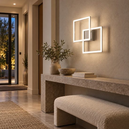 Gea luce afrodite applique da parete led 28w 3000k ad anelli quadrati titanio