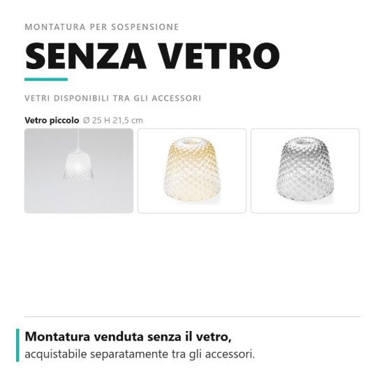 Gea luce alice montatura piccola senza rosone per lampade a sospensione bianca