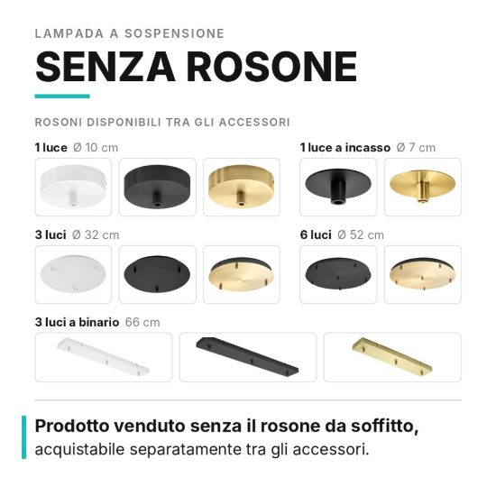 Gea luce alice montatura piccola senza rosone per lampade a sospensione nera