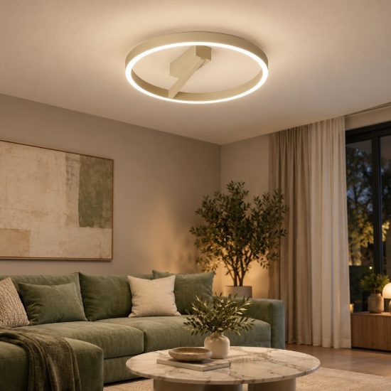 Gea luce criseide plafoniera led 60w 3000k moderna ad anello verde salvia