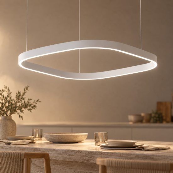 Gea luce criseide lampadario a sospensione led 80w 3000k quadrato bianco satinato