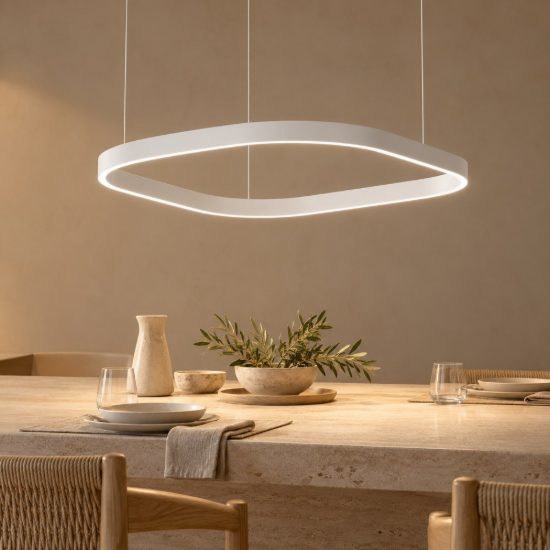 Gea luce criseide lampadario a sospensione led 80w 3000k quadrato bianco satinato