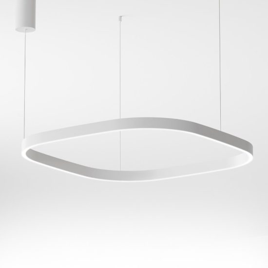 Gea luce criseide lampadario a sospensione led 80w 3000k quadrato bianco satinato