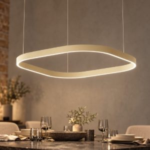 Gea luce criseide lampadario a sospensione led 80w 3000k quadrato new beige