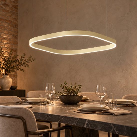 Gea luce criseide lampadario a sospensione led 80w 3000k quadrato new beige